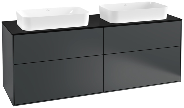 Villeroy & Boch Waschtischunterschrank „Finion“ für Schrankwaschtisch 160 × 60,3 × 50,1 cm 4 Schubladen, für 2 Waschbecken in links und rechts