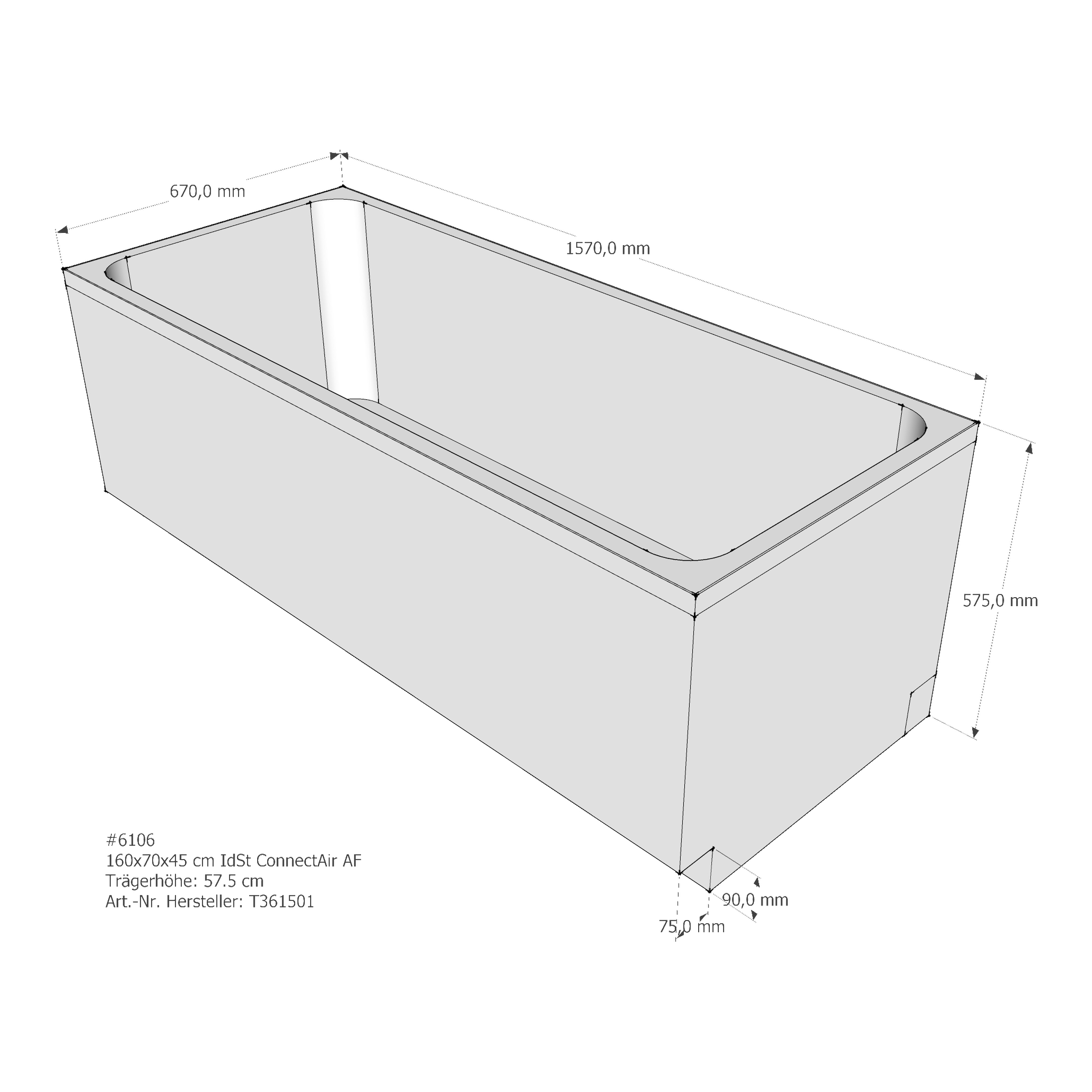 Badewannenträger für Ideal Standard Connect-Air 160 × 70 × 45 cm Badewannenträger für Ideal Standard Connect-Air 160 × 70 × 45 cm