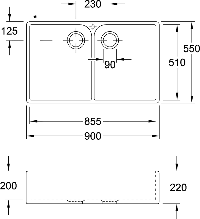 Villeroy & Boch Küchenspülbecken „Spülstein“ 900 × 550 × 220 mm in Stone White