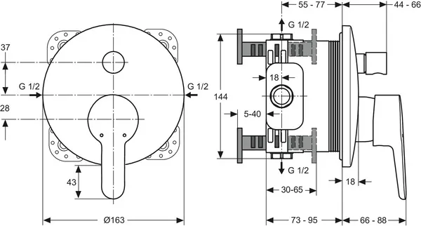 Badearmatur Unterputz Connect Blue, Bausatz 2, Rosette Durchmesser:163mm, Chrom Badearmatur Unterputz Connect Blue, Bausatz 2, Rosette Durchmesser:163mm, Chrom