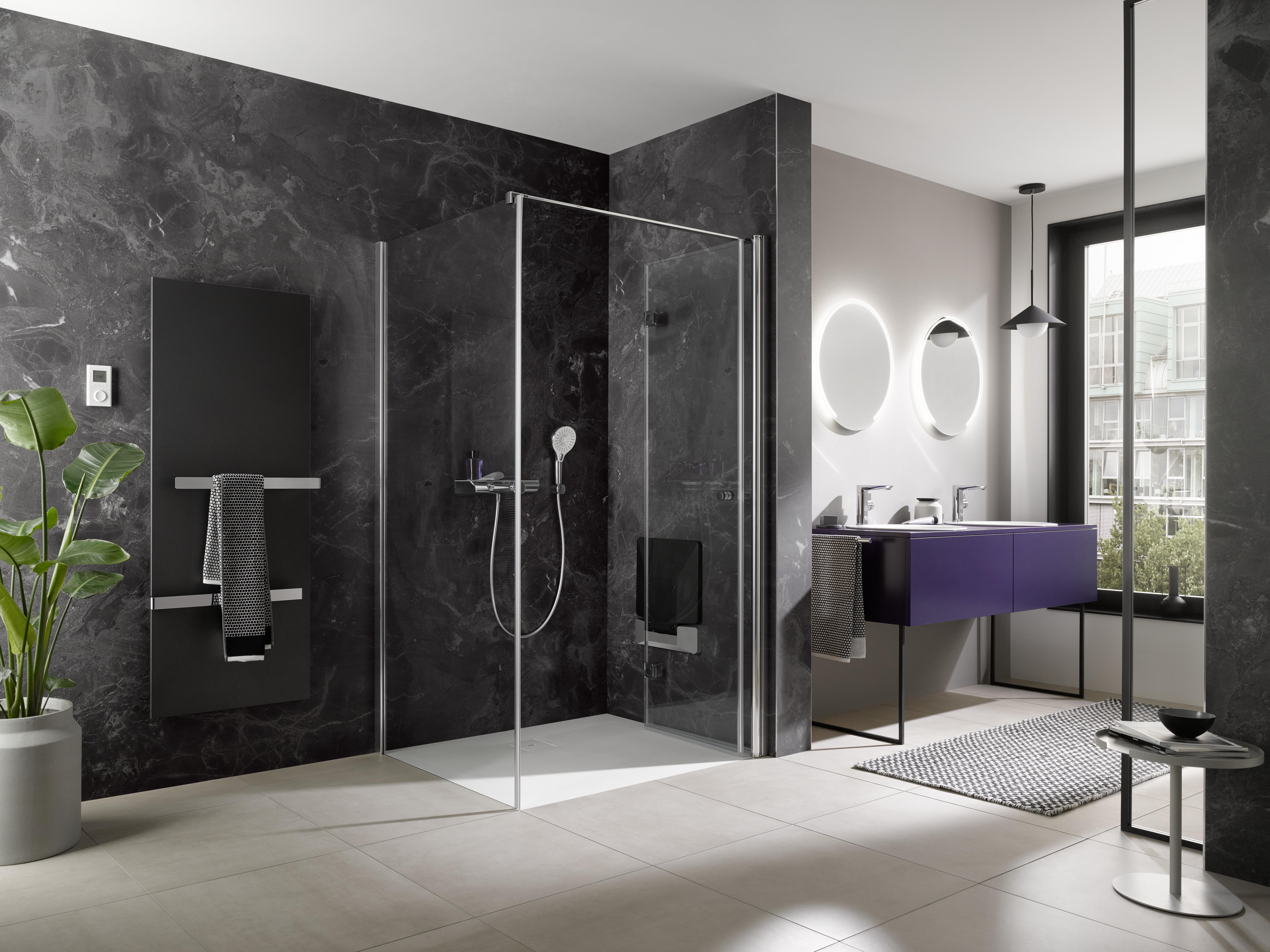 HSK teilgerahmte Seitenwand „Exklusiv 2.0“ Glas Mattierung mittig (65 cm), Profile Alu Silber-matt, für #Türbreite#, B: 750 mm H: 2000 mm HSK teilgerahmte Seitenwand „Exklusiv 2.0“ Glas Mattierung mittig (65 cm), Profile Alu Silber-matt, für #Türbreite#, B: 750 mm H: 2000 mm