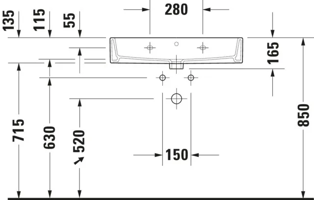 Wandwaschtisch „Vero Air“, mit Überlauf, Hahnlochposition mittig Wandwaschtisch „Vero Air“, mit Überlauf, Hahnlochposition mittig