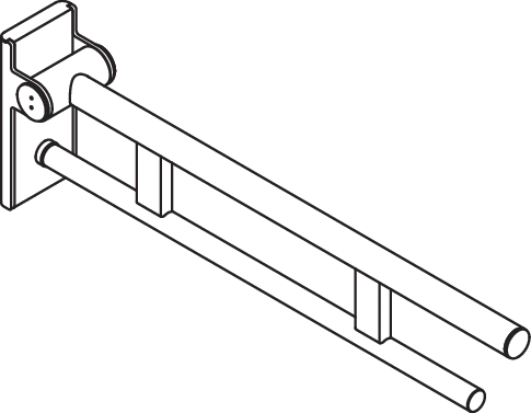 Mobiler Stützklappgriff Duo, Design A des Systems 900, Edelstahl, PVD, Ausladung 700 mm, in Farbe CK (messing glänzend)