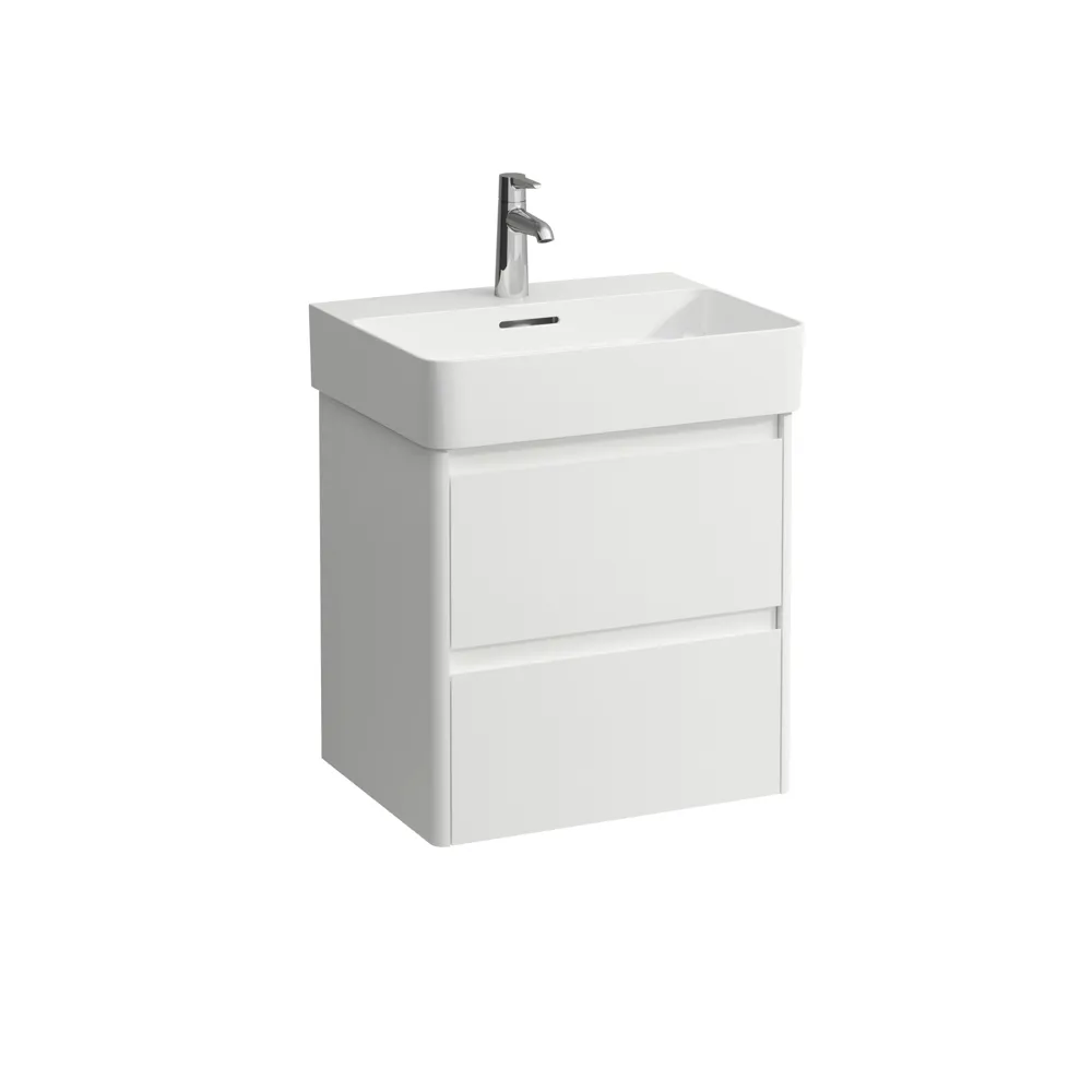 Waschtischunterbau BASE 2.0 für VAL 400x521x515 2 Schubladen mit Griffmulde für Waschtisch H810282 weiß matt
