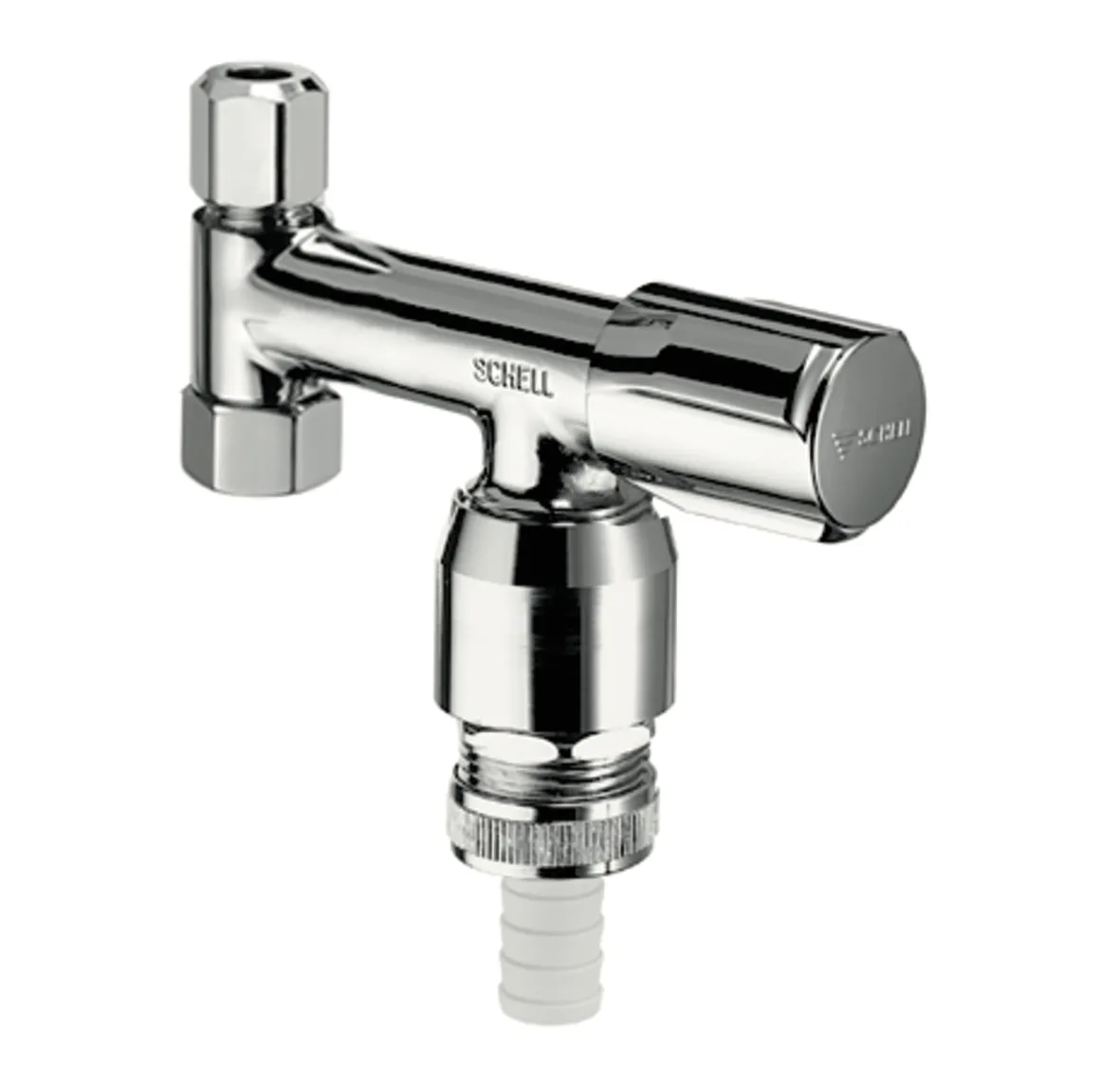 Geräteventil COMFORT, RFV im Abgang Geräteanschluss, RB im Abgang Geräteanschluss, DN 10 G 3/8 IG, Schlauchverschraubung Ø 14,5 mm (DN 20 G 3/4 AG), Ø 10 mm (DN 10 G 3/8 AG), chrom