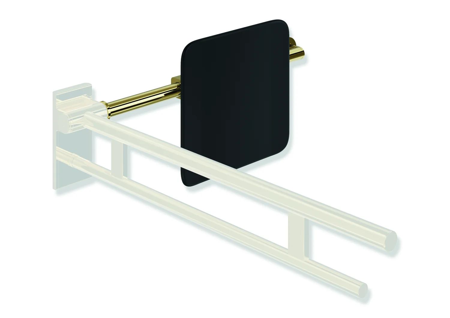 HEWI Rückensstütze System 900, PVD-beschichtet, schwarz, Achsmaß verstellbar 616-716 mm, Tiefe 150 mm, einseitig Wandmontage mit Rosetten und SK-Griffen HEWI Rückensstütze System 900, PVD-beschichtet, schwarz, Achsmaß verstellbar 616-716 mm, Tiefe 150 mm, einseitig Wandmontage mit Rosetten und SK-Griffen