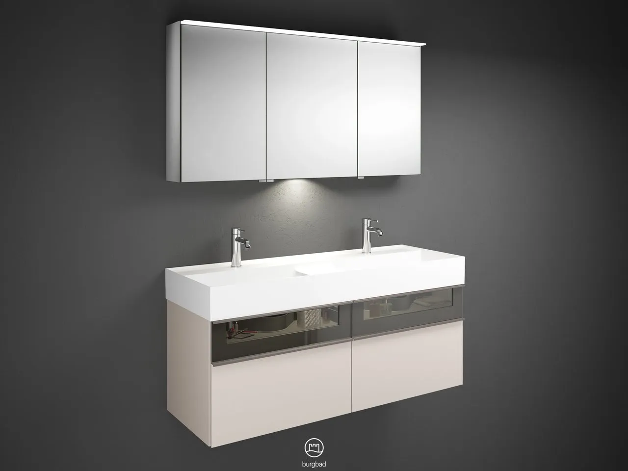 burgbad Badmöbelset „Yumo“ in Grau Hochglanz burgbad Badmöbelset „Yumo“ in Grau Hochglanz