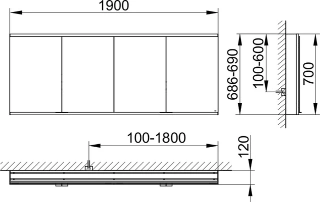KEUCO Wandvorbau Spiegelschrank 4-türig „Royal Modular 2.0“ in Silber (eloxiert), Aufputz, mit Beleuchtung, mit Steckdosen 1900 × 700 × 120 mm KEUCO Wandvorbau Spiegelschrank 4-türig „Royal Modular 2.0“ in Silber (eloxiert), Aufputz, mit Beleuchtung, mit Steckdosen 1900 × 700 × 120 mm