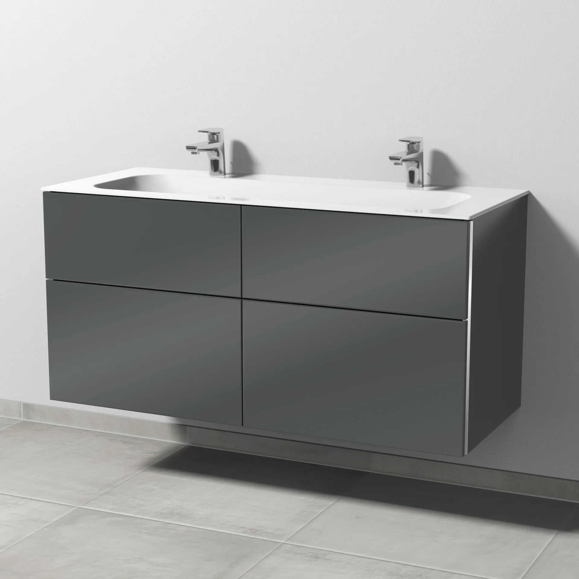 Sanipa Keramik-Waschtisch-Waschtischunterschrank mit Waschtischunterschrank „3way“ 1190 × 582 × 497 mm in Anthrazit (glanz), mit Hahnlochbohrung, Becken mittig Sanipa Keramik-Waschtisch-Waschtischunterschrank mit Waschtischunterschrank „3way“ 1190 × 582 × 497 mm in Anthrazit (glanz), mit Hahnlochbohrung, Becken mittig