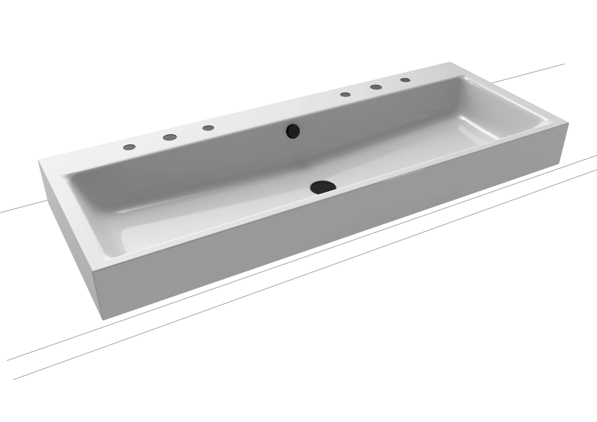 Kaldewei Aufsatz-Doppelwaschtisch PURO, Randhöhe 120 mm, 1200 x 460 mm in Alpinweiß