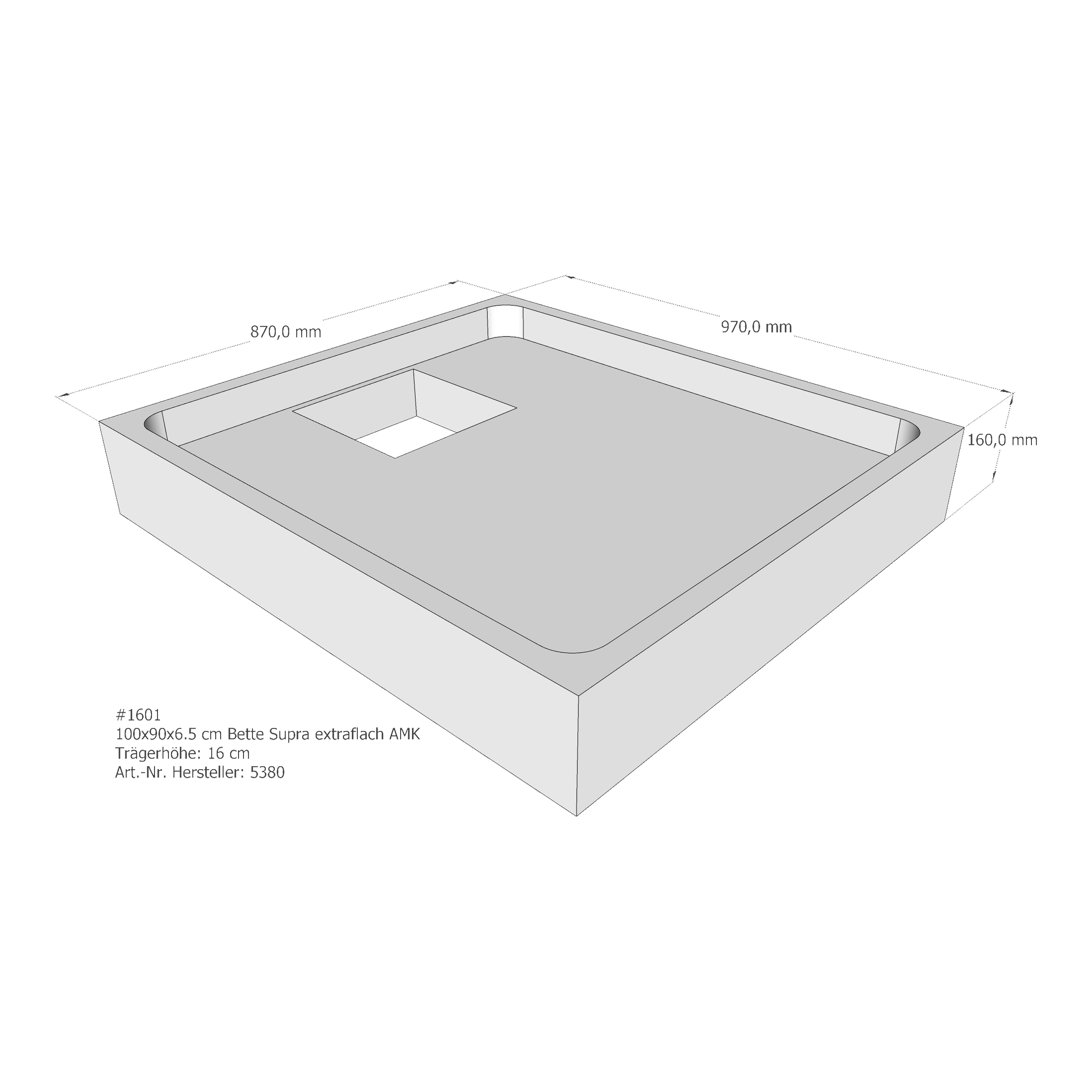 Duschwannenträger Bette BetteSupra (extraflach) 100x90x6,5 cm AMK210