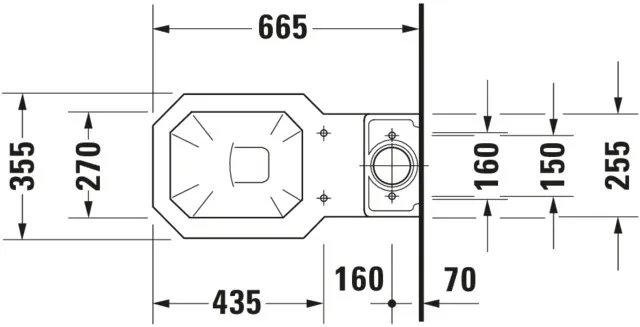 Stand-WC Kombi 1930 665 mm Tiefspüler, fürSPK, Abg.senkr., weiß Stand-WC Kombi 1930 665 mm Tiefspüler, fürSPK, Abg.senkr., weiß