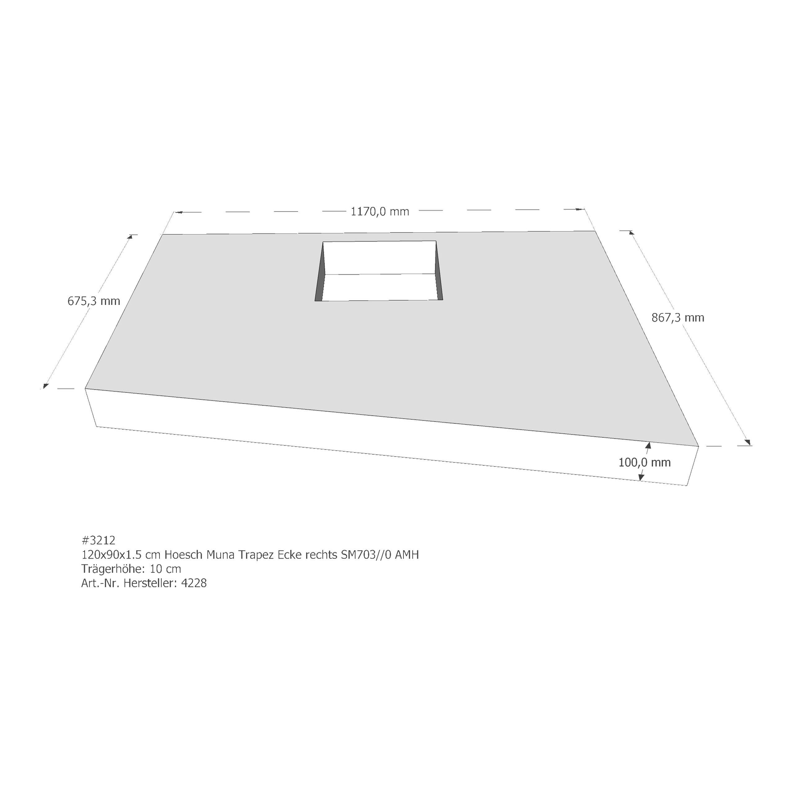 Duschwannenträger für Hoesch Muna 120 × 90 × 1,5 cm