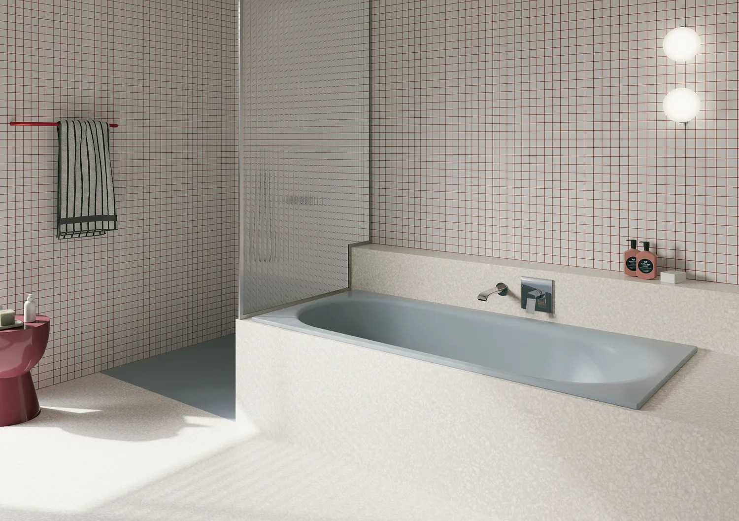 Bette Badewanne mit seitlichem Überlauf „BetteComodo“ rechteck 170 × 80 cm in Blue Satin, mit gegenüberliegendem Überlauf