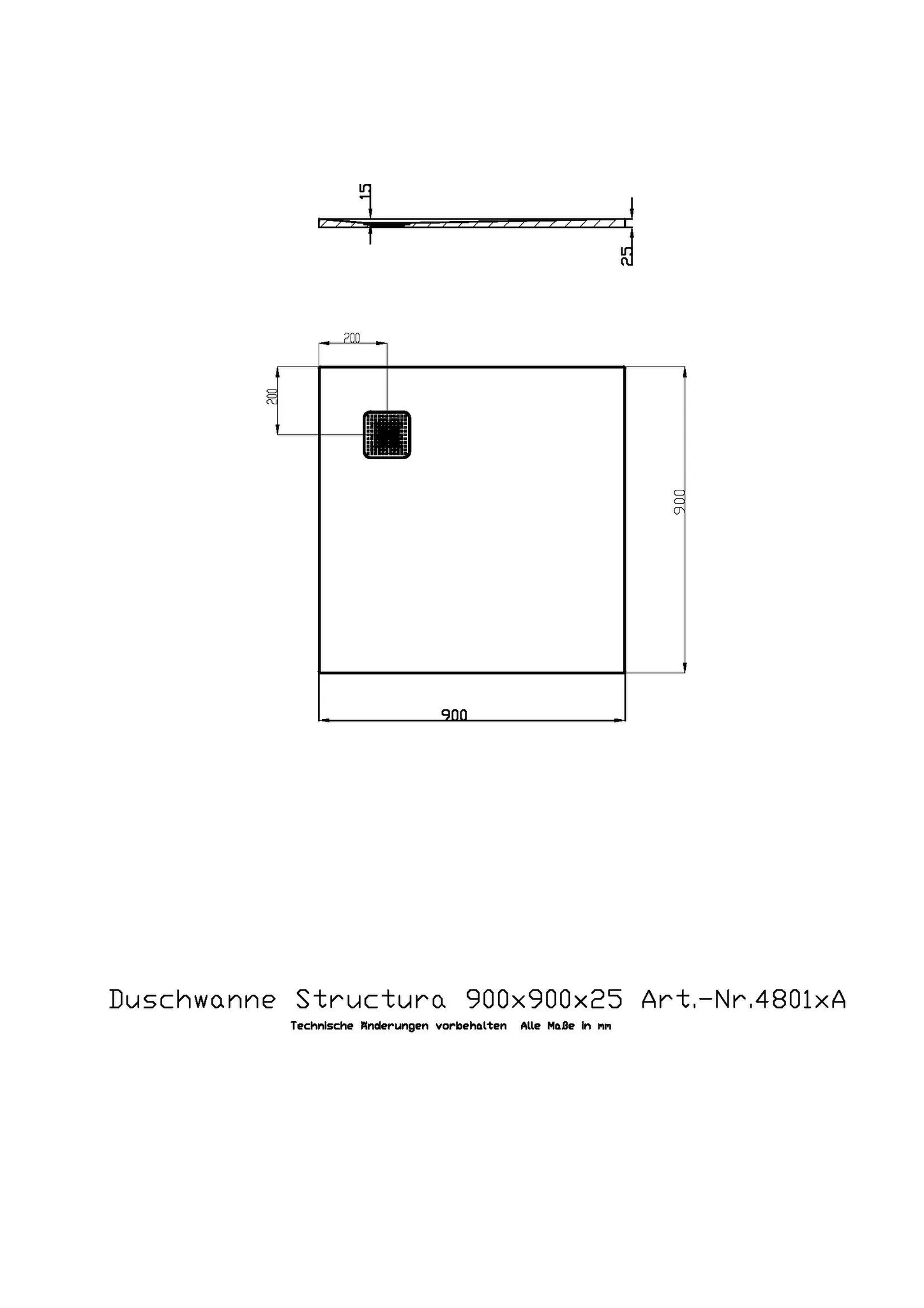 Duschwanne Structura 900x900x25 in gesoftete Schieferoptik, mit Antirutsch B, Material Solique, Weiß Duschwanne Structura 900x900x25 in gesoftete Schieferoptik, mit Antirutsch B, Material Solique, Weiß