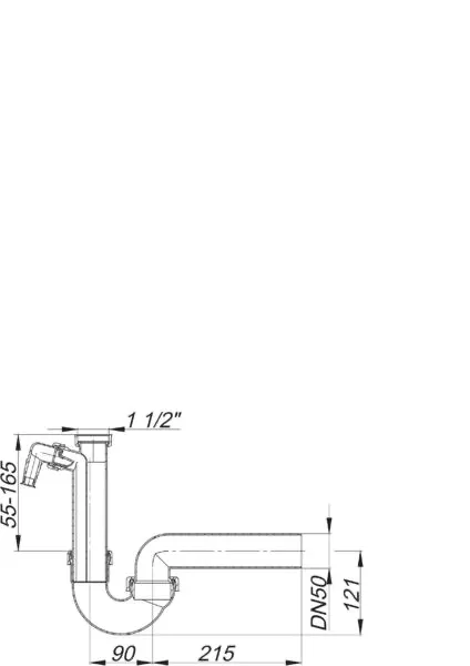 Röhren-Siphon 100/1 SLRS, m. Rückflusssperre, 1 1/2″ x DN 50 Röhren-Siphon 100/1 SLRS, m. Rückflusssperre, 1 1/2″ x DN 50