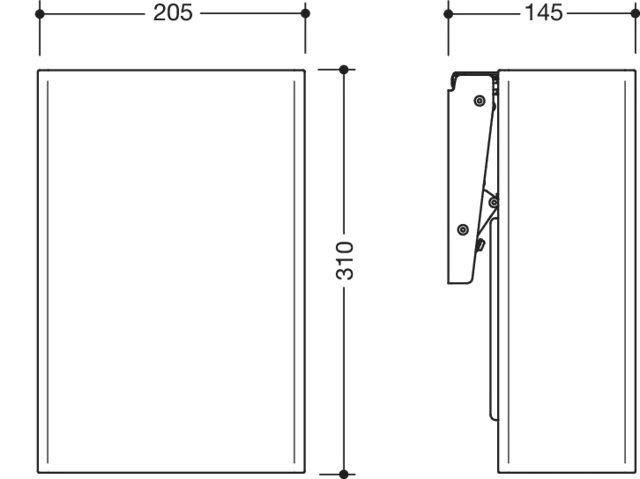 Abfallbehälter wandhängend, pulverbeschichtet weiß tiefmatt Abfallbehälter wandhängend, pulverbeschichtet weiß tiefmatt
