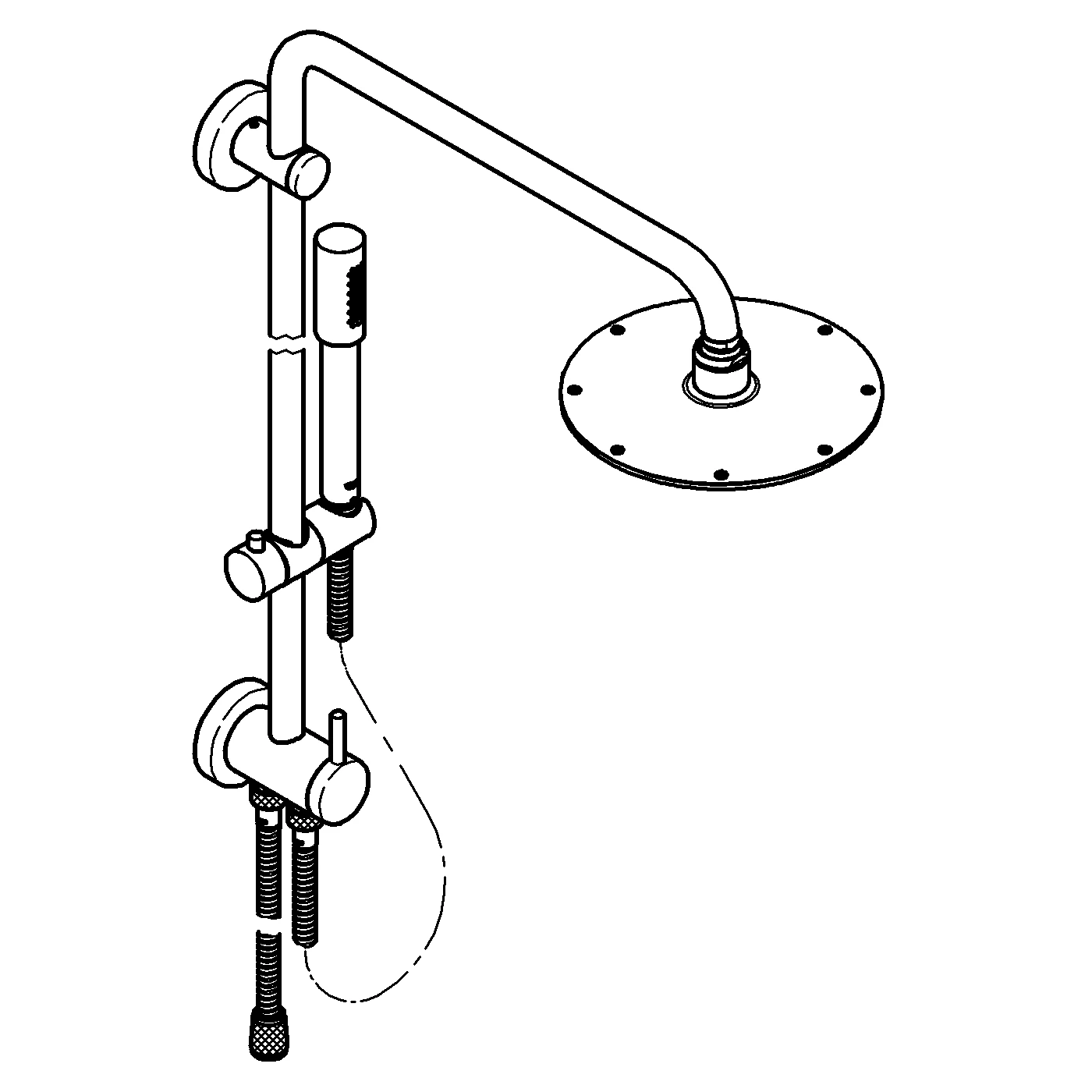 Duschsystem Rainshower System 210 27058, mit Umstellung, Wandmontage, 450 mm Duscharm, chrom