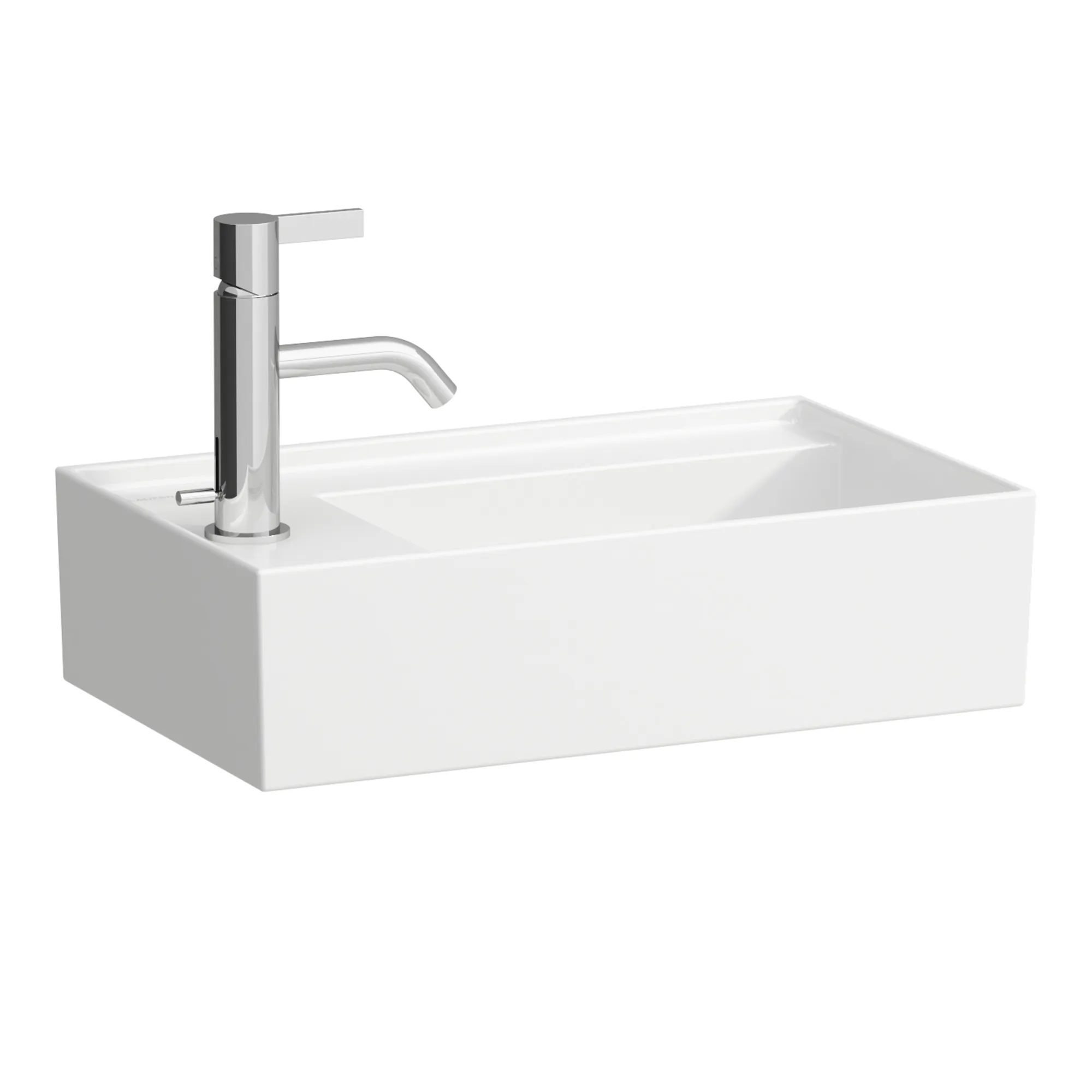Laufen Handwaschbecken Kartell by Laufen, asymmetrisch, 460 x 280 mm, 150 mm hoch, weiß mit Laufen Clean Coat (LCC), wandhängend, versteckter Ablauf, Armaturenbank links Laufen Handwaschbecken Kartell by Laufen, asymmetrisch, 460 x 280 mm, 150 mm hoch, weiß mit Laufen Clean Coat (LCC), wandhängend, versteckter Ablauf, Armaturenbank links