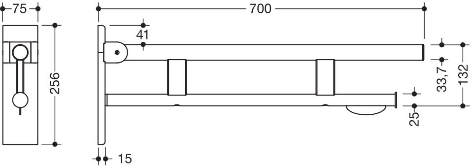 HEWI Stützklappgriff pulverbeschichtet „System 900“