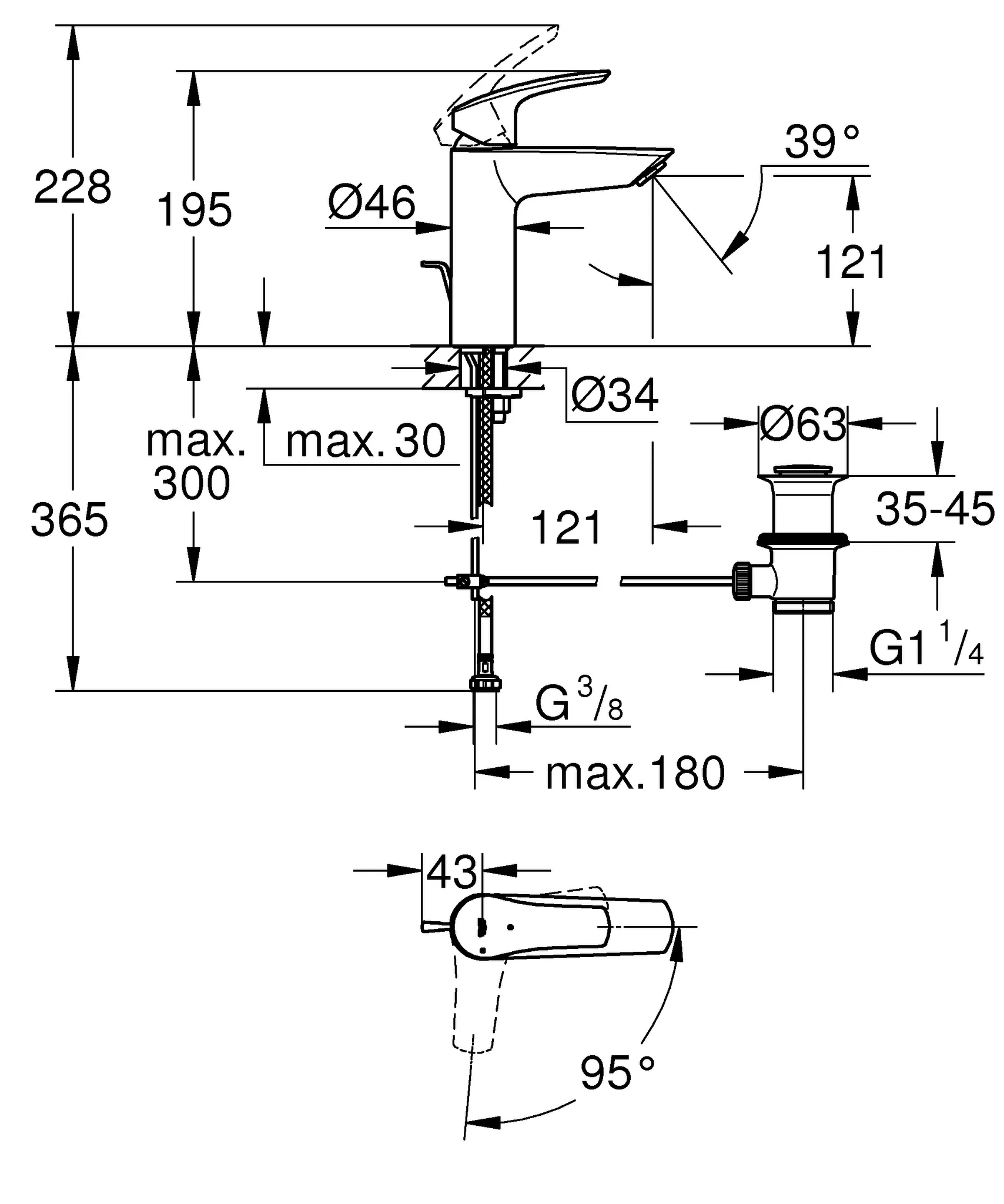 Einhand-Waschtischbatterie Eurosmart 23393_3, M-Size, Energie-Spar-Funktion Mittelstellung kalt, Einlochmontage, Temperaturbegrenzer, Zugstangen-Ablaufgarnitur, chrom Einhand-Waschtischbatterie Eurosmart 23393_3, M-Size, Energie-Spar-Funktion Mittelstellung kalt, Einlochmontage, Temperaturbegrenzer, Zugstangen-Ablaufgarnitur, chrom