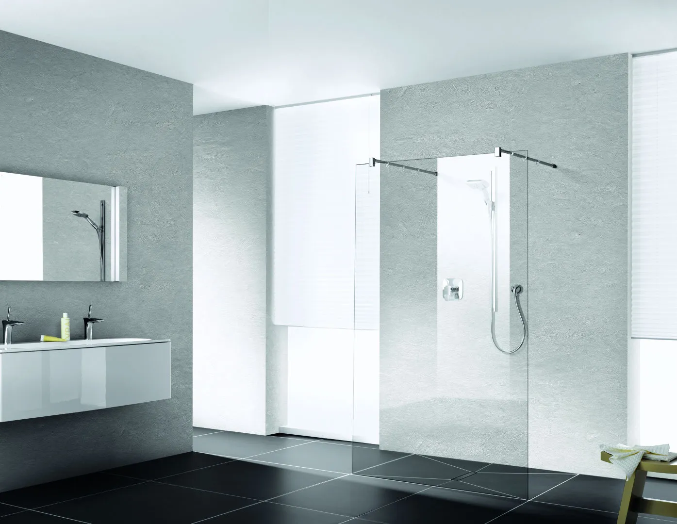 Kermi Duschdesign Walk-In-Duschkabine „WALK-IN XB“ Glas Klar, Profile Silber Hochglanz, BV: 1200 - 1200 mm H: 2000 mm