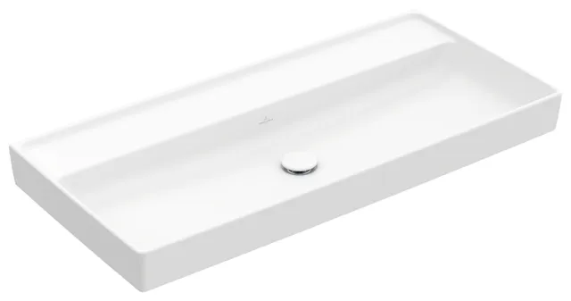 Schrankwaschtisch „Collaro“ ohne Überlauf und Hahnlochbohrung 100 × 47 cm 100 × 47 cm in Stone White