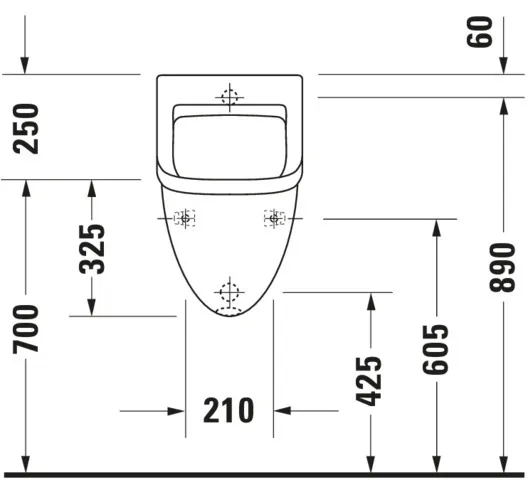 Urinal Starck 3, Zulauf von hinten absaugend, ohne Deckel, ohne Fliege, weiß