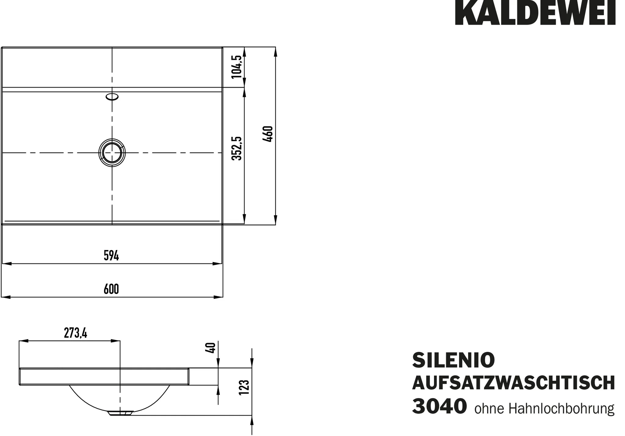 Aufsatzwaschtisch „Silenio“ 60 × 46 cm, ohne Hahnlochbohrung in manhattan, mit Perl-Effekt