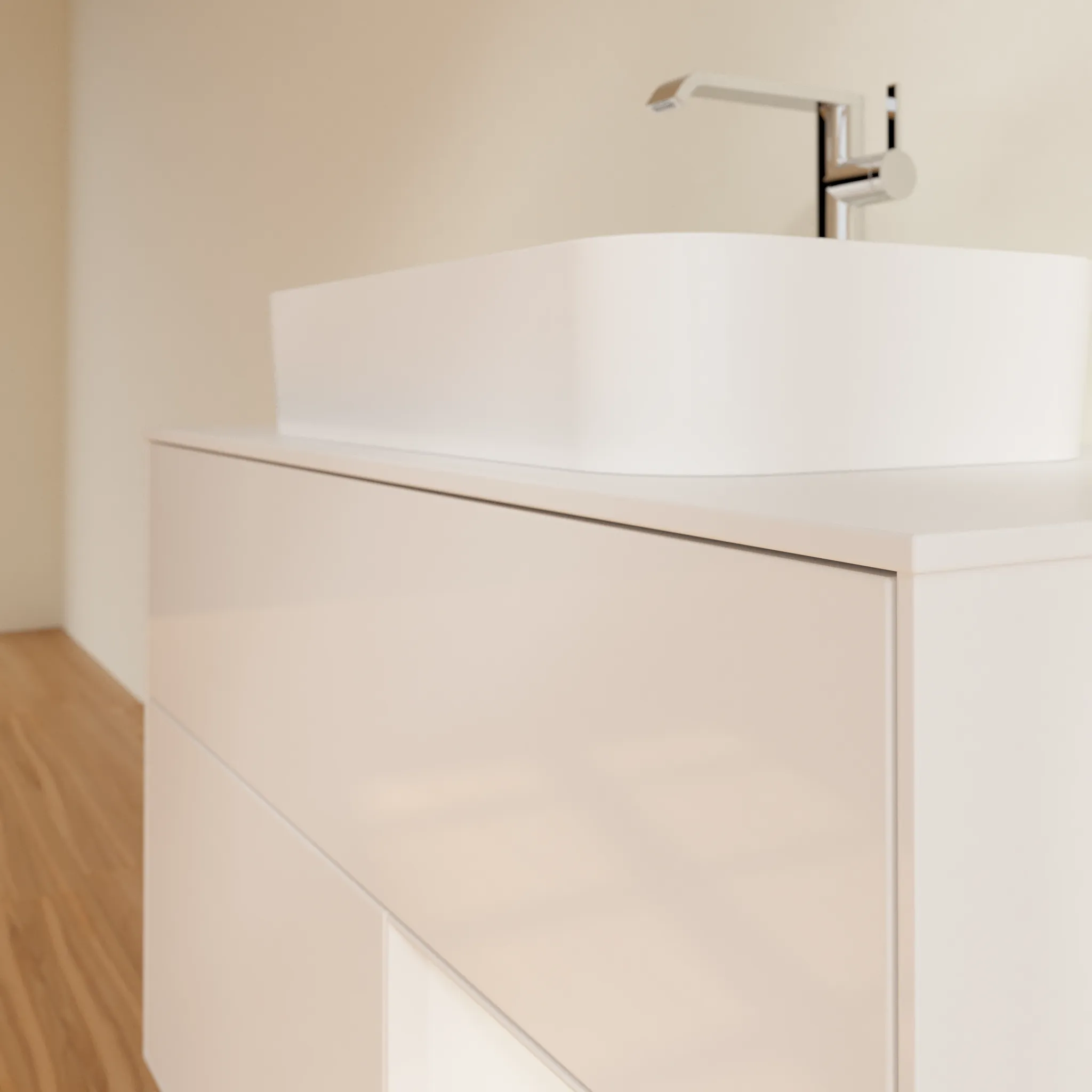 Villeroy & Boch Waschtischunterschrank „Finion“ für Schrankwaschtisch 1000 × 603 × 501 mm Glossy White Lacquer, für Becken mittig, mit Hahnlochbohrung