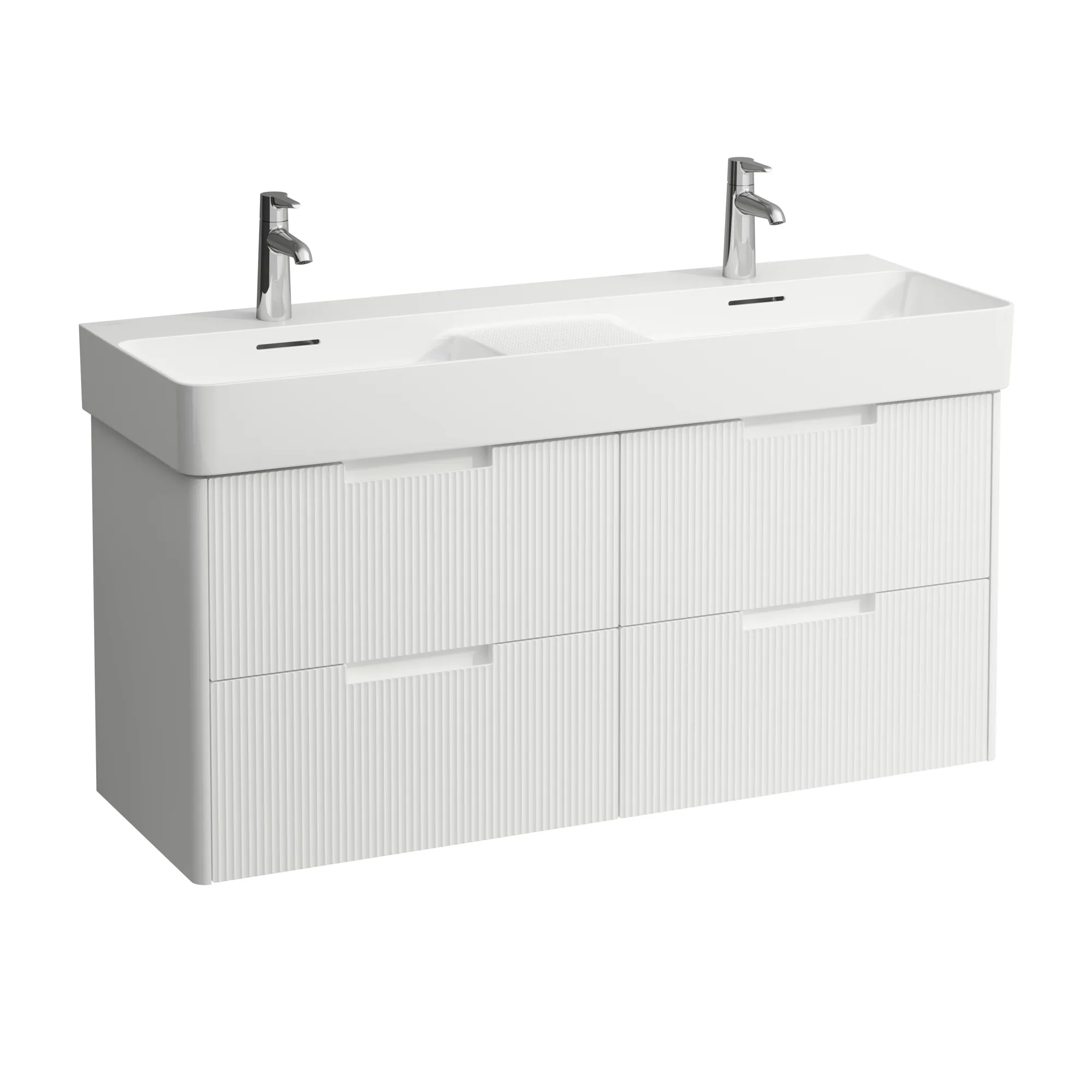 Waschtischunterbau JUNA für VAL 400x1168x515 4 Schubladen mit Griffmulde für Waschtisch H814282 weiß matt
