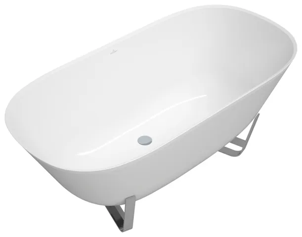 Villeroy & Boch Badewanne „Antheus“ freistehend oval 155 × 75 cm, Mittelablauf in Weiß Alpin / Colour On Demand