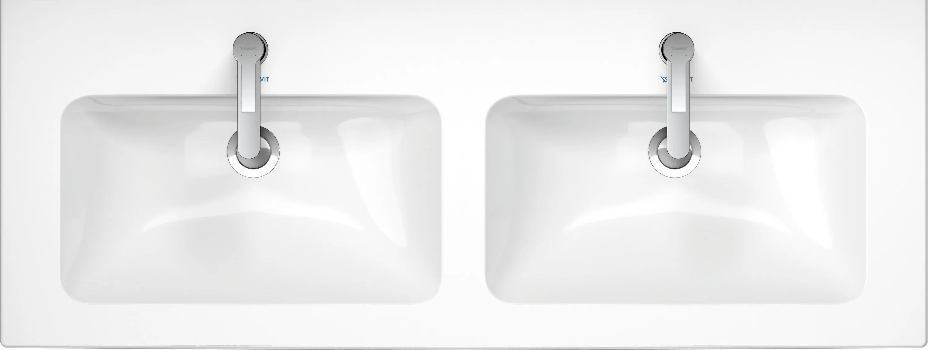 Doppel-Wandwaschtisch „ME by Starck“, mit Überlauf, Hahnlochposition mittig in Weiß Hochglanz Doppel-Wandwaschtisch „ME by Starck“, mit Überlauf, Hahnlochposition mittig in Weiß Hochglanz