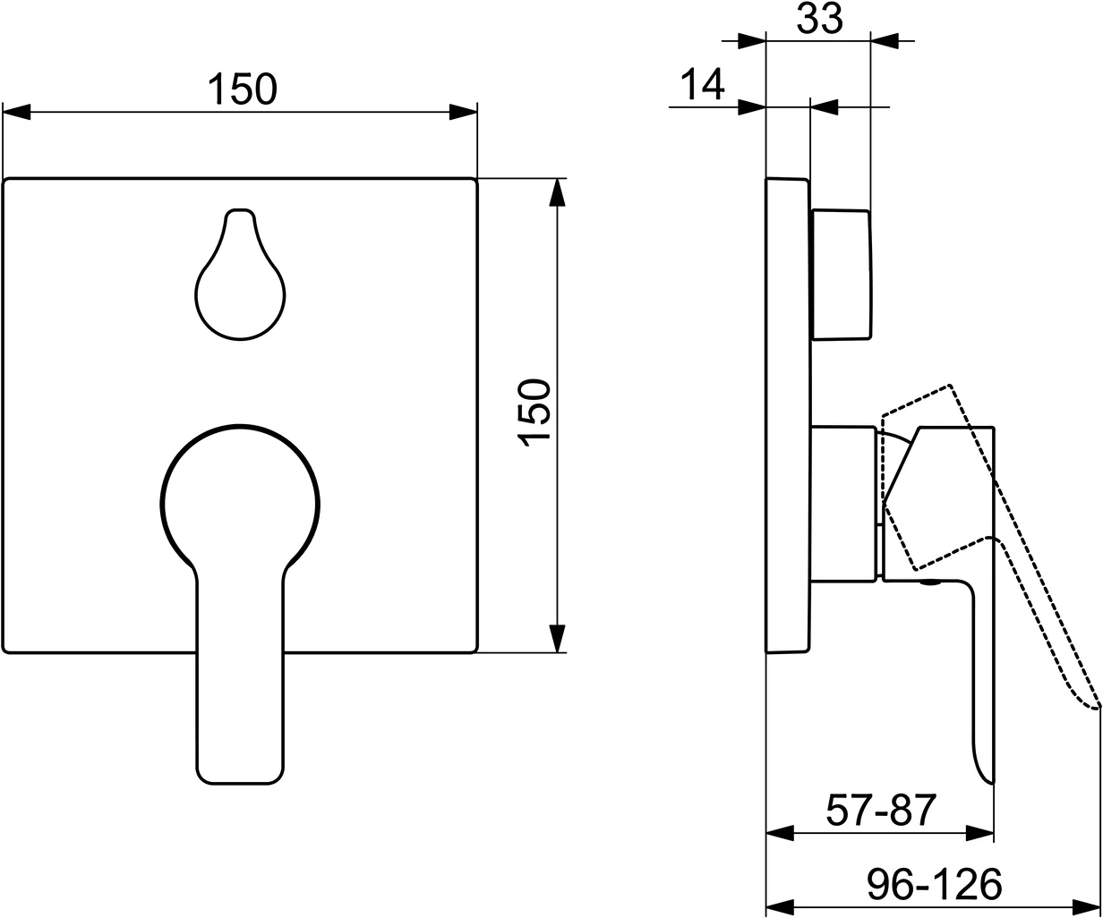 HansaLIGNA Wannen- und Brausearmatur, Einhebelmischer Fertigmontageset für Wanne/Brause HansaLIGNA 8385 Rosette eckig mit Sicherungseinrichtung Chrom