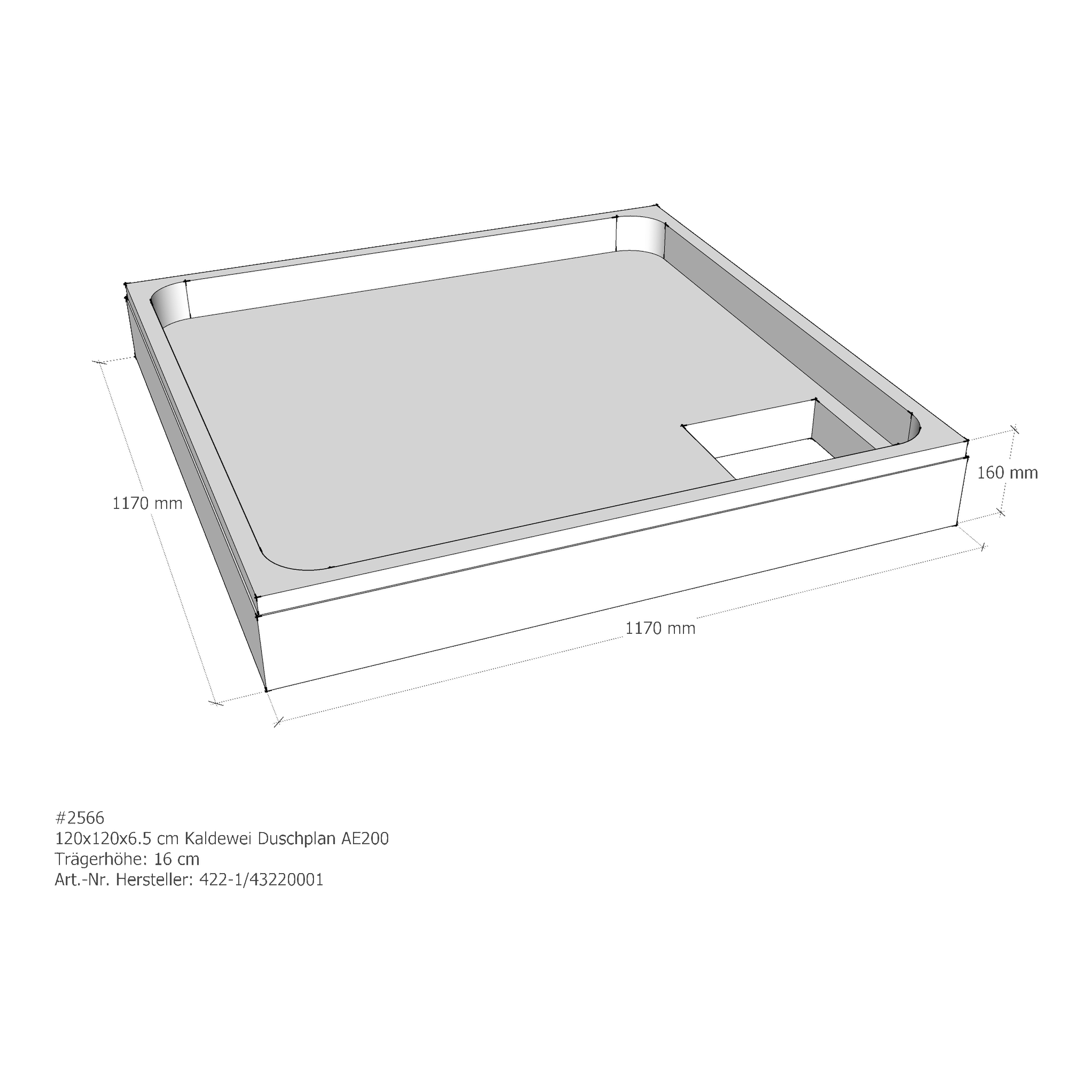 Duschwannenträger für Kaldewei Duschplan 120 × 120 × 6,5 cm Breite: 120 cm / Länge: 120 cm Duschwannenträger für Kaldewei Duschplan 120 × 120 × 6,5 cm Breite: 120 cm / Länge: 120 cm
