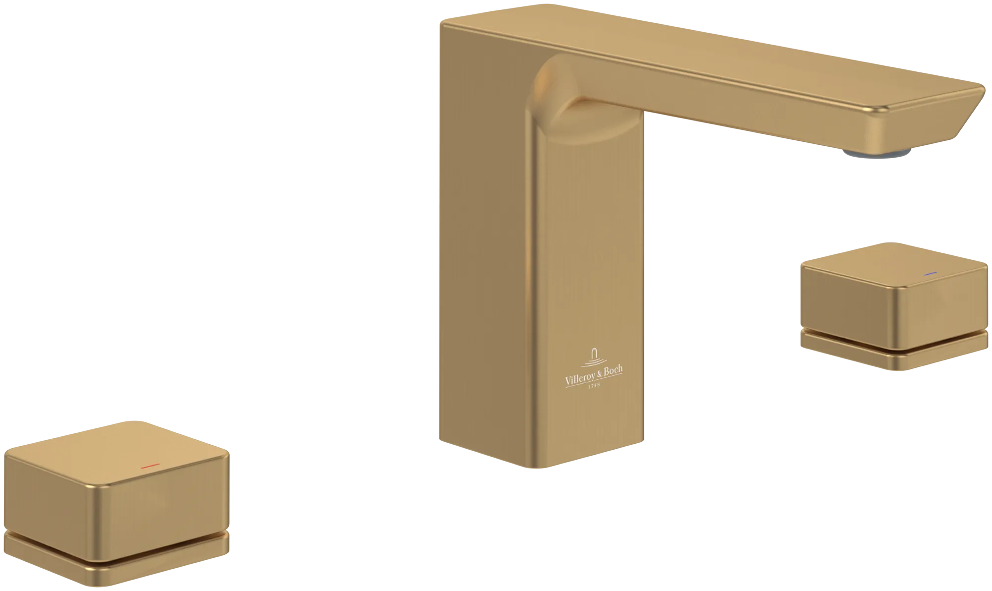 Villeroy & Boch Subway 3.0 Dreiloch-Waschtischarmatur, Brushed Gold, 122 mm Höhe, 43 mm Durchmesser, 345x178x122 mm, verstellbarer Strahlregler Villeroy & Boch Subway 3.0 Dreiloch-Waschtischarmatur, Brushed Gold, 122 mm Höhe, 43 mm Durchmesser, 345x178x122 mm, verstellbarer Strahlregler
