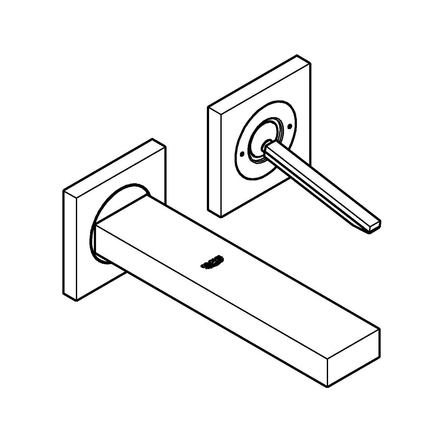 2-Loch-Waschtischbatterie Eurocube Joy 19997, Wandmontage, Fertigmontageset für 23 429, Ausladung 170 mm, chrom