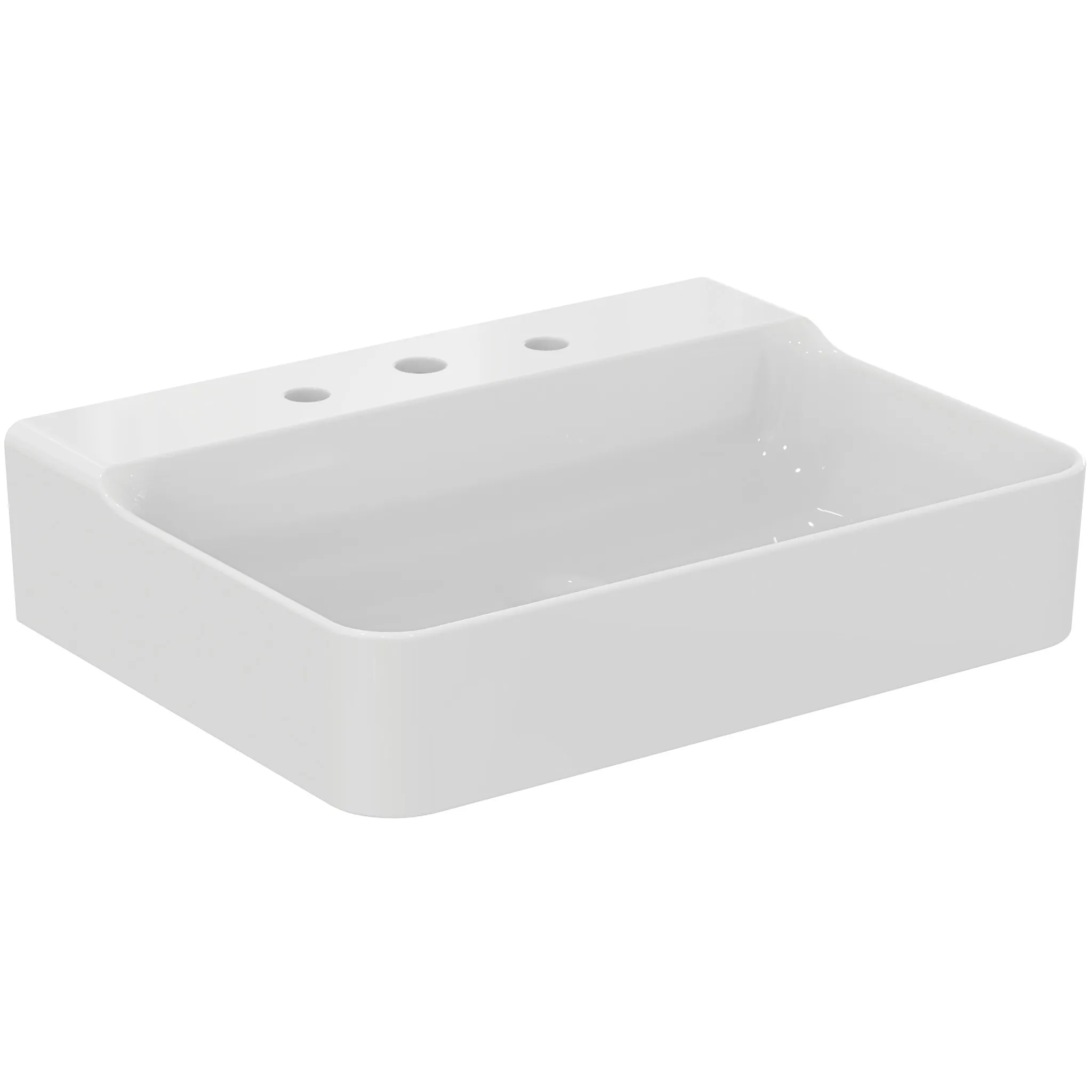 Ideal Standard Conca Waschtisch, 3 Hahnlöcher, geschliffen, weiß (Alpin), 600x450x145 mm
