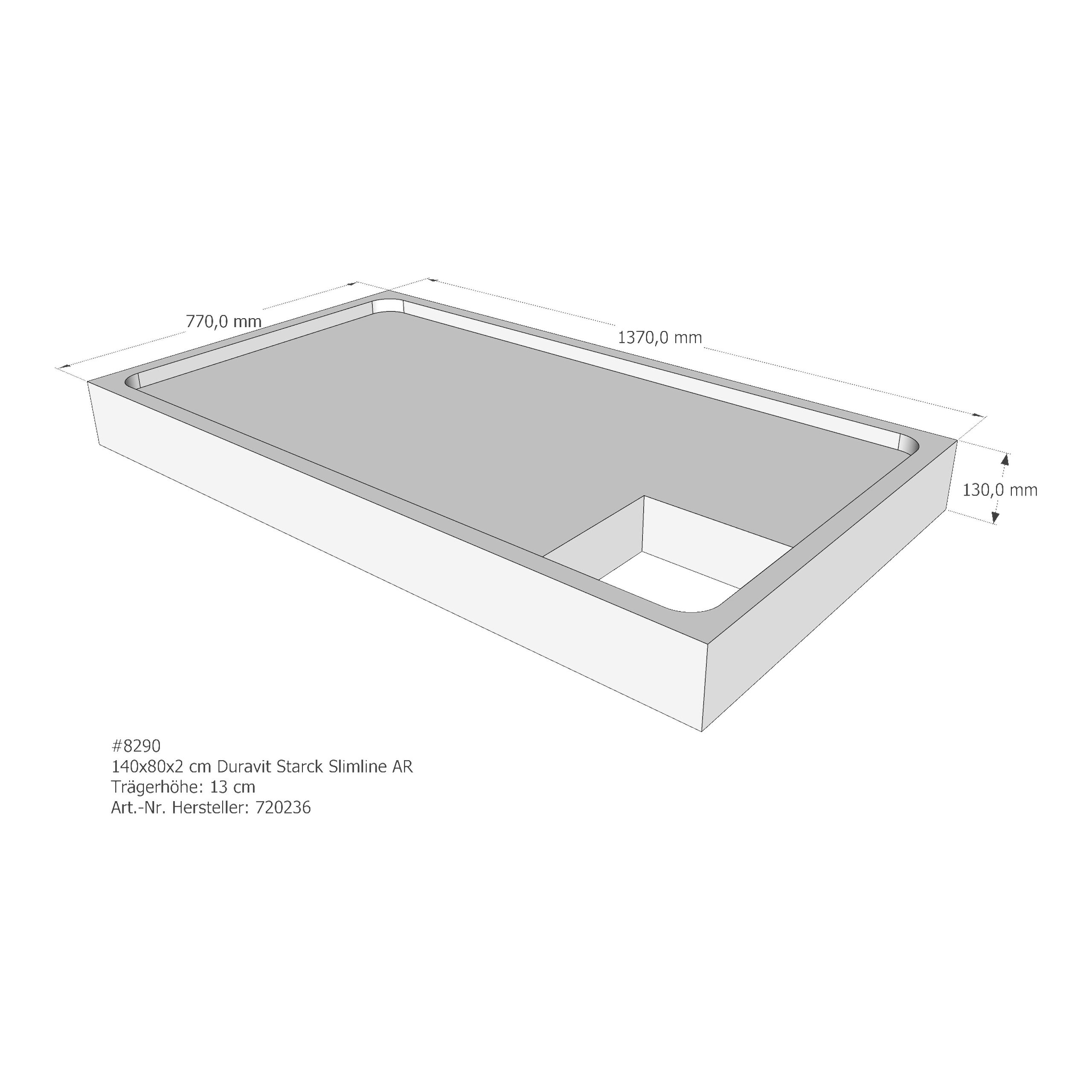 Duschwannenträger für Duravit Starck Slimline 140 × 80 × 2 cm Breite: 80 cm / Länge: 140 cm Duschwannenträger für Duravit Starck Slimline 140 × 80 × 2 cm Breite: 80 cm / Länge: 140 cm