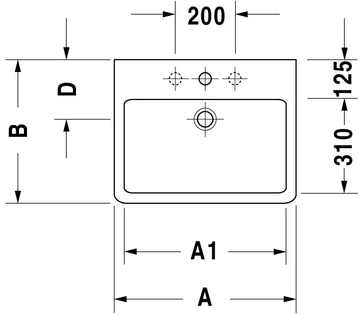 Wandwaschtisch „Vero“, mit Überlauf, Hahnlochposition mittig Wandwaschtisch „Vero“, mit Überlauf, Hahnlochposition mittig