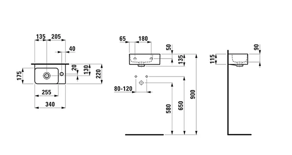 Waschbecken „VAL“, Hahnlochposition rechts in Weiß Waschbecken „VAL“, Hahnlochposition rechts in Weiß