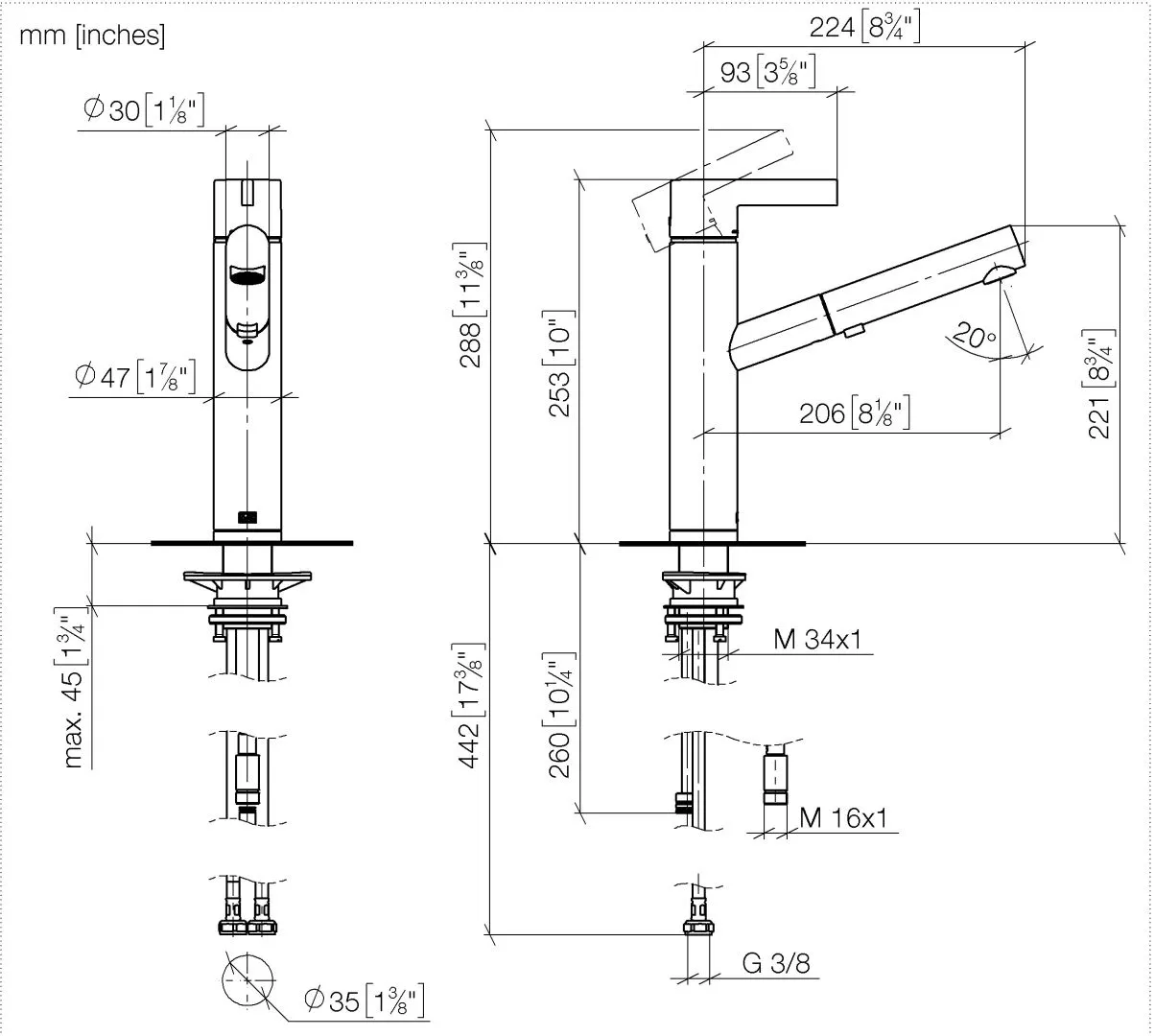 Einhebelmischer Pull-out mit Brausefunktion ENO Chrom 33876760 Einhebelmischer Pull-out mit Brausefunktion ENO Chrom 33876760