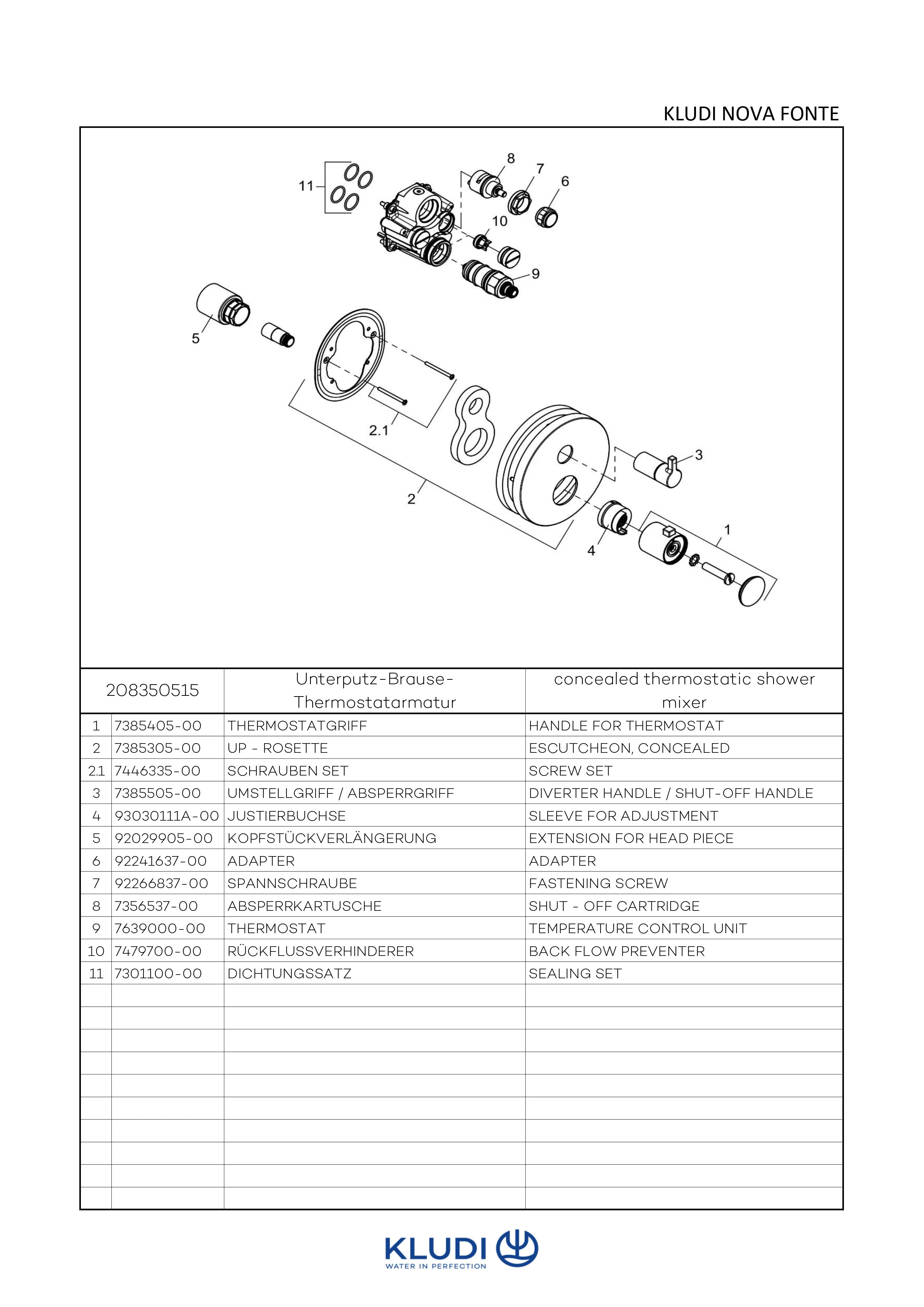 NOVA FONTE UP-THM Feinbau-Set mitFunktionseinheit chrom