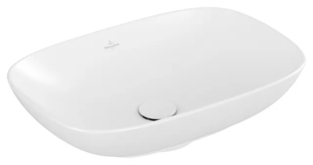 Villeroy & Boch Aufsatzwaschtisch aus TitanCeram „Loop & Friends“ 560 × 380 × 150 mm, ohne Hahnlochbohrung in Stone White Villeroy & Boch Aufsatzwaschtisch aus TitanCeram „Loop & Friends“ 560 × 380 × 150 mm, ohne Hahnlochbohrung in Stone White