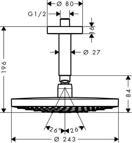 Hansgrohe Raindance Select S Kopfbrause 240 2jet EcoSmart mit Deckenanschluss, Chrom Hansgrohe Raindance Select S Kopfbrause 240 2jet EcoSmart mit Deckenanschluss, Chrom