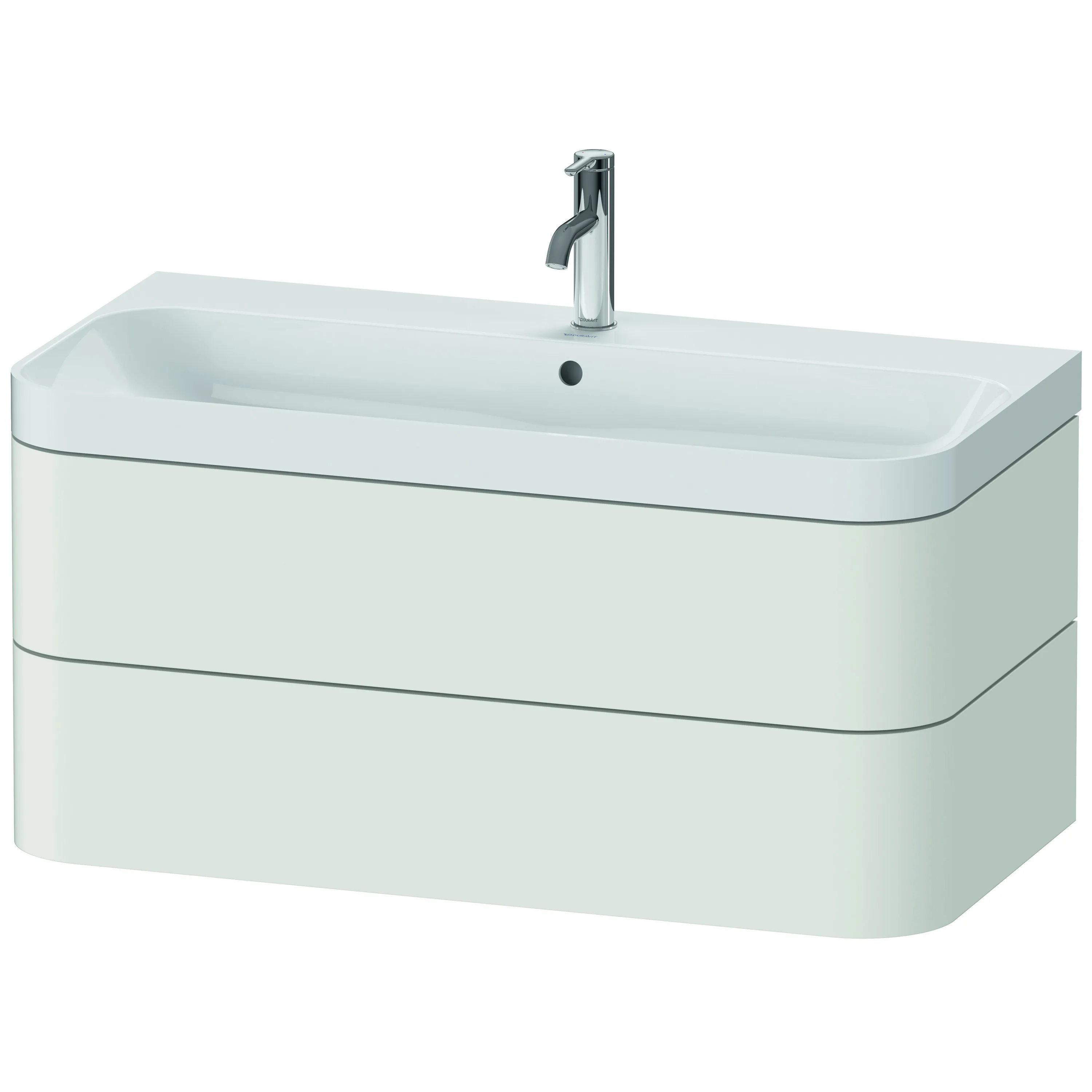 Duravit Waschtischunterschrank c-shaped Set wandhängend „Happy D.2 Plus“ 97,5 × 48 × 49 cm Nordic Weiß Seidenmatt