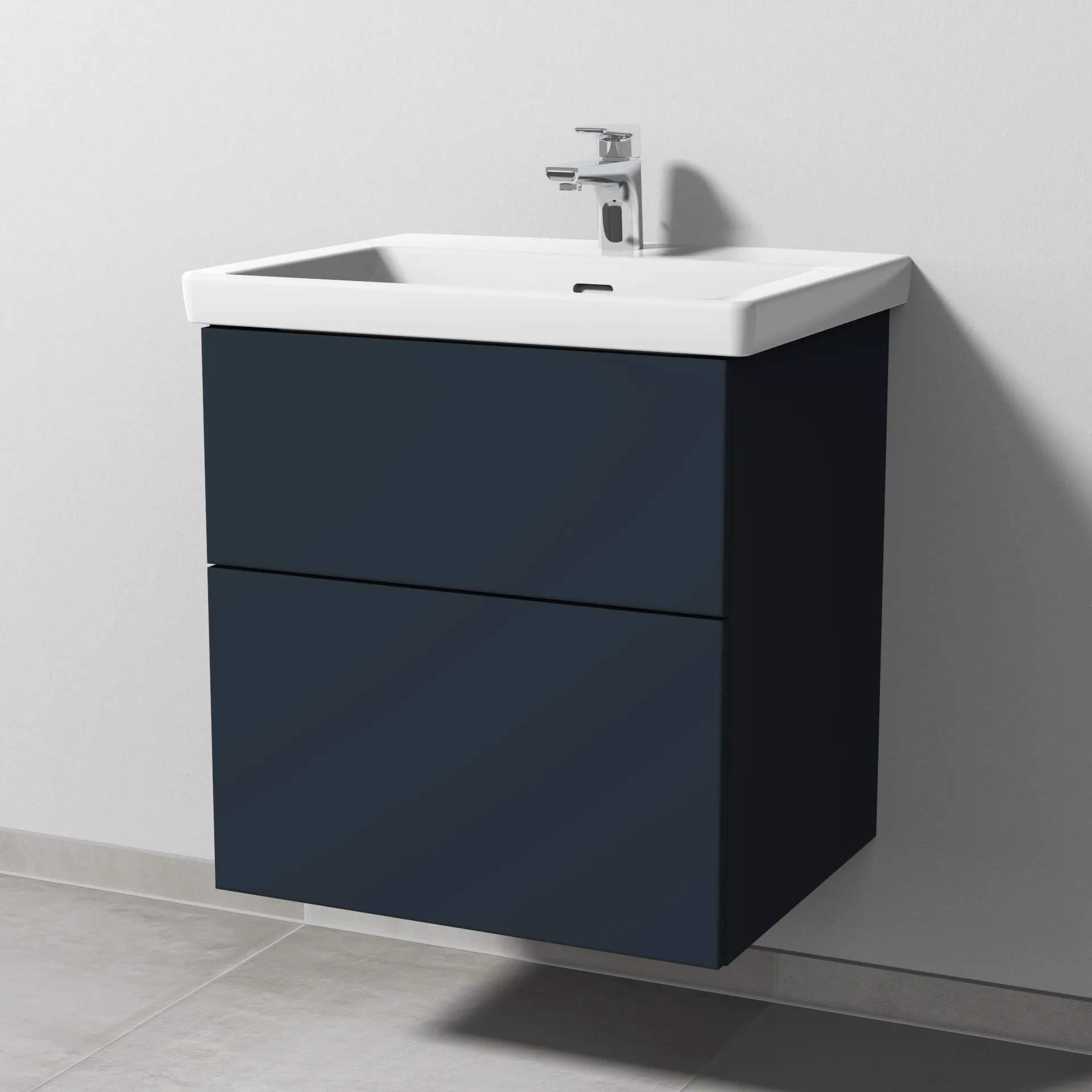 Sanipa Waschtischunterschrank „3way“ 555 × 588 × 462 mm in Marine (matt), Becken mittig Sanipa Waschtischunterschrank „3way“ 555 × 588 × 462 mm in Marine (matt), Becken mittig