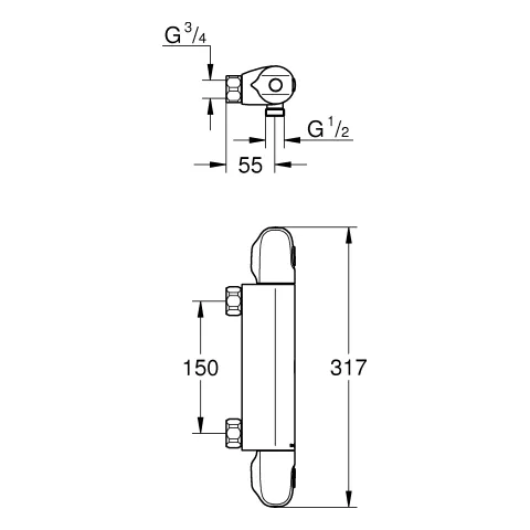 Grohe Grohtherm 1000 Thermostat-Brausebatterie 34817_3 Wandmontage chrom Grohe Grohtherm 1000 Thermostat-Brausebatterie 34817_3 Wandmontage chrom