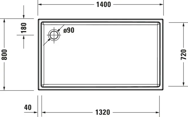 Duravit rechteck Duschwanne „Starck Slimline“ 140 × 80 cm 