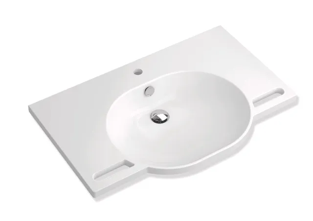 HEWI Waschtisch PG87, Mineralguss, alpinweiß, Breite 850mm, Tiefe 550mm HEWI Waschtisch PG87, Mineralguss, alpinweiß, Breite 850mm, Tiefe 550mm